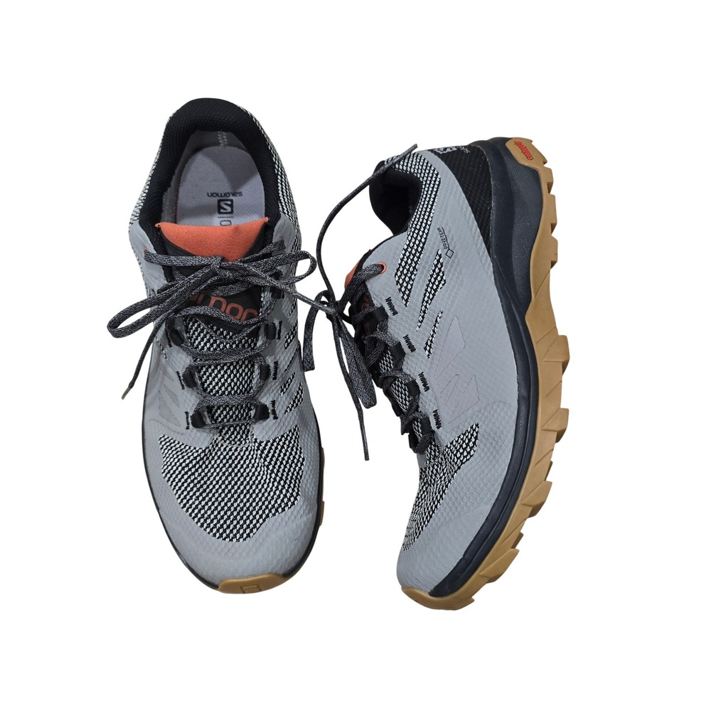 Salomon Trail Running Shoes Men 11.5 Grey Gore-Tex Waterproof Contagrip 413844